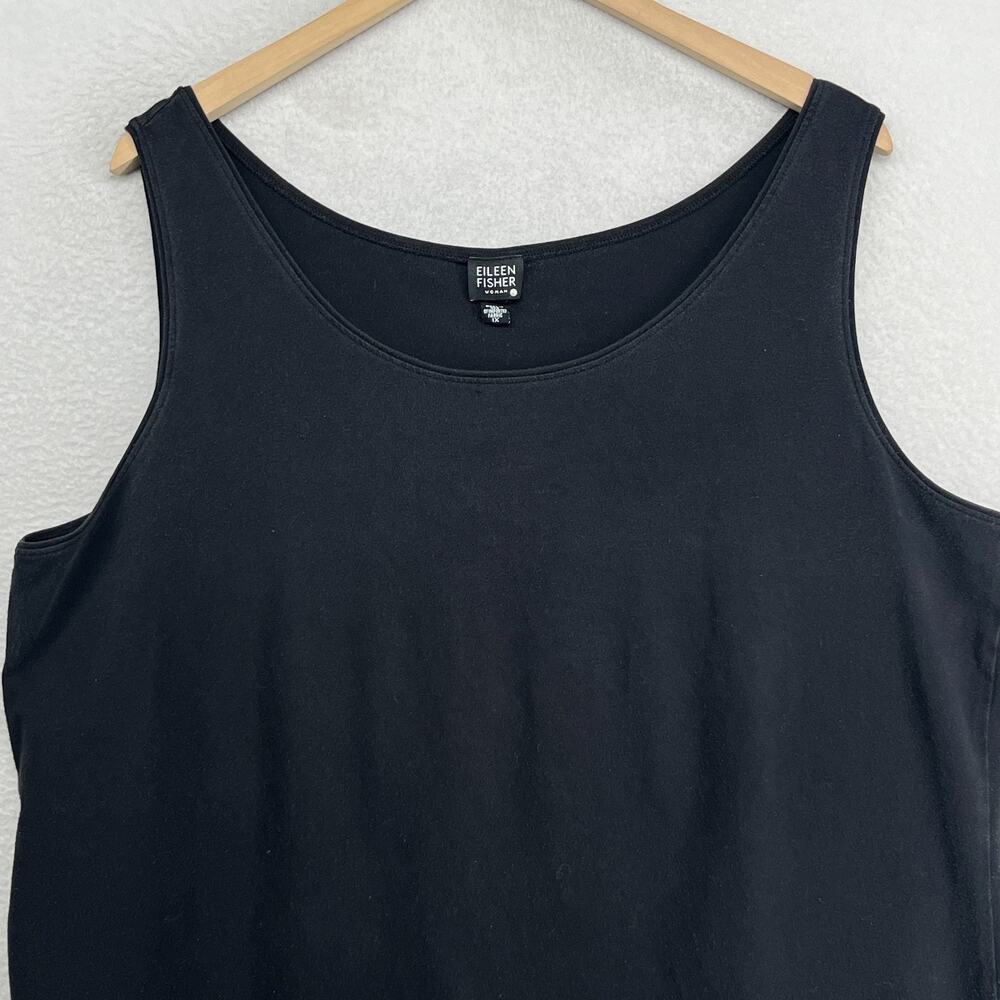 EILEEN FISHER Tank Top 1X Stretch Supima Organic Cotton Jersey Washed Black USA - Picture 3 of 9